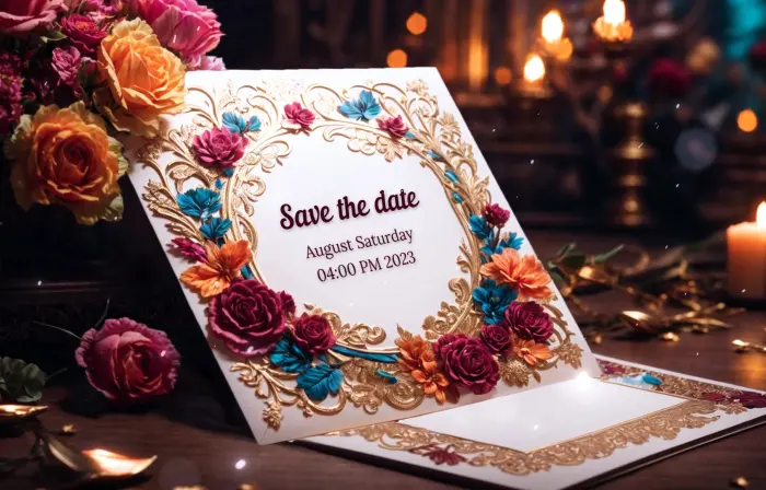 New 3D Floral Frame Wedding Invitation Card Slideshow